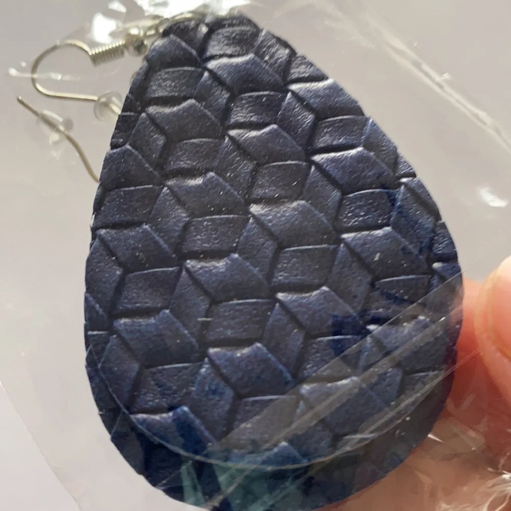 Navy Blue Teardrop Earrings Lightweight